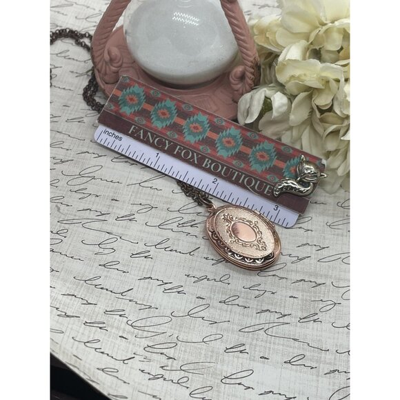 Rose Gold Brass Harlequin Opal Birthday Gift Locket Necklace Pendant Wedding - Picture 9 of 14